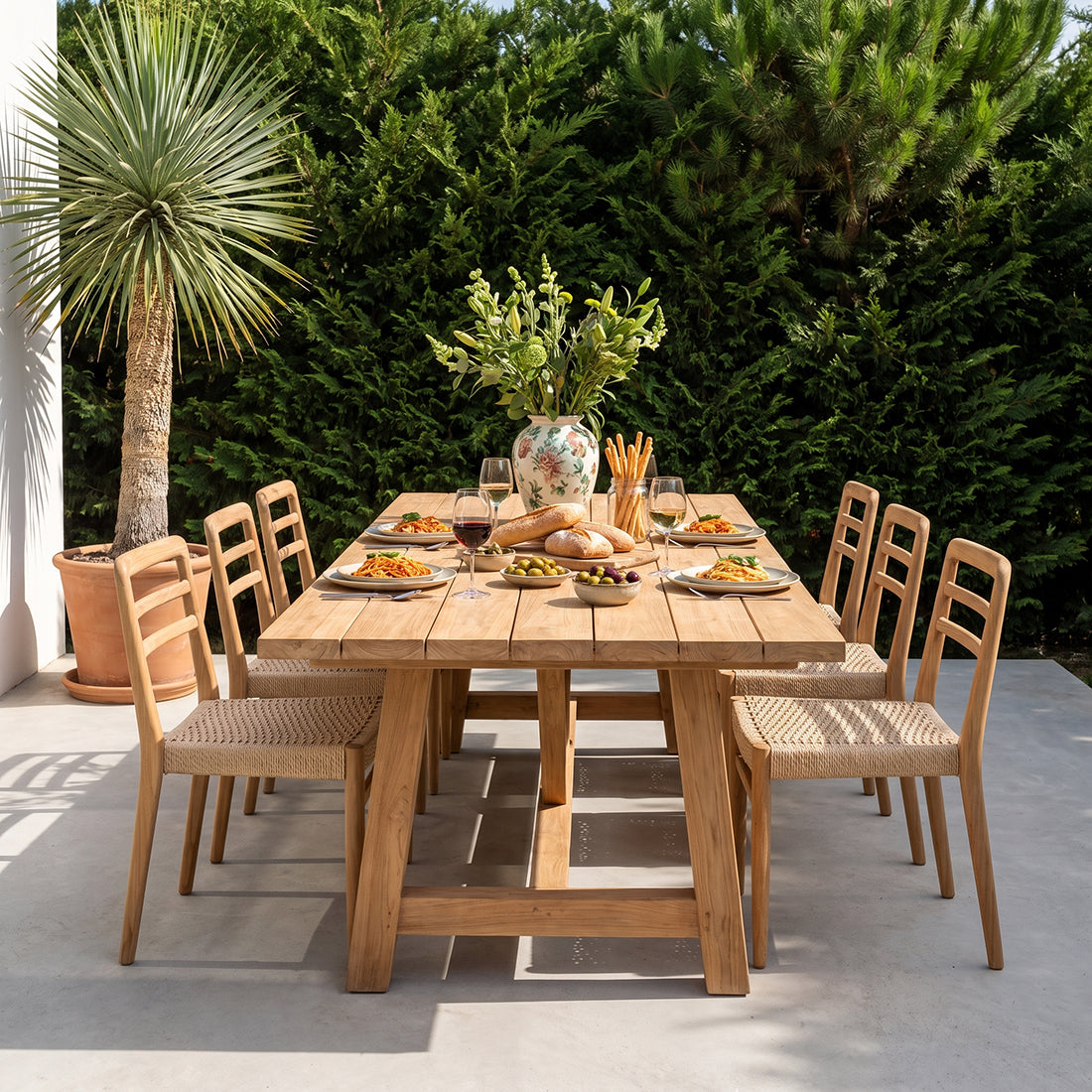 Verano teak tuinstoel met armleuning - Naturel (set van 2)