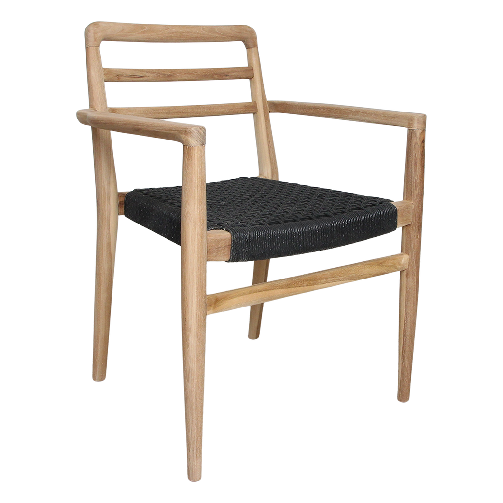 Verano teak tuinstoel met armleuning - Zwart (set van 2)