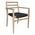 Verano teak tuinstoel met armleuning - Zwart (set van 2)