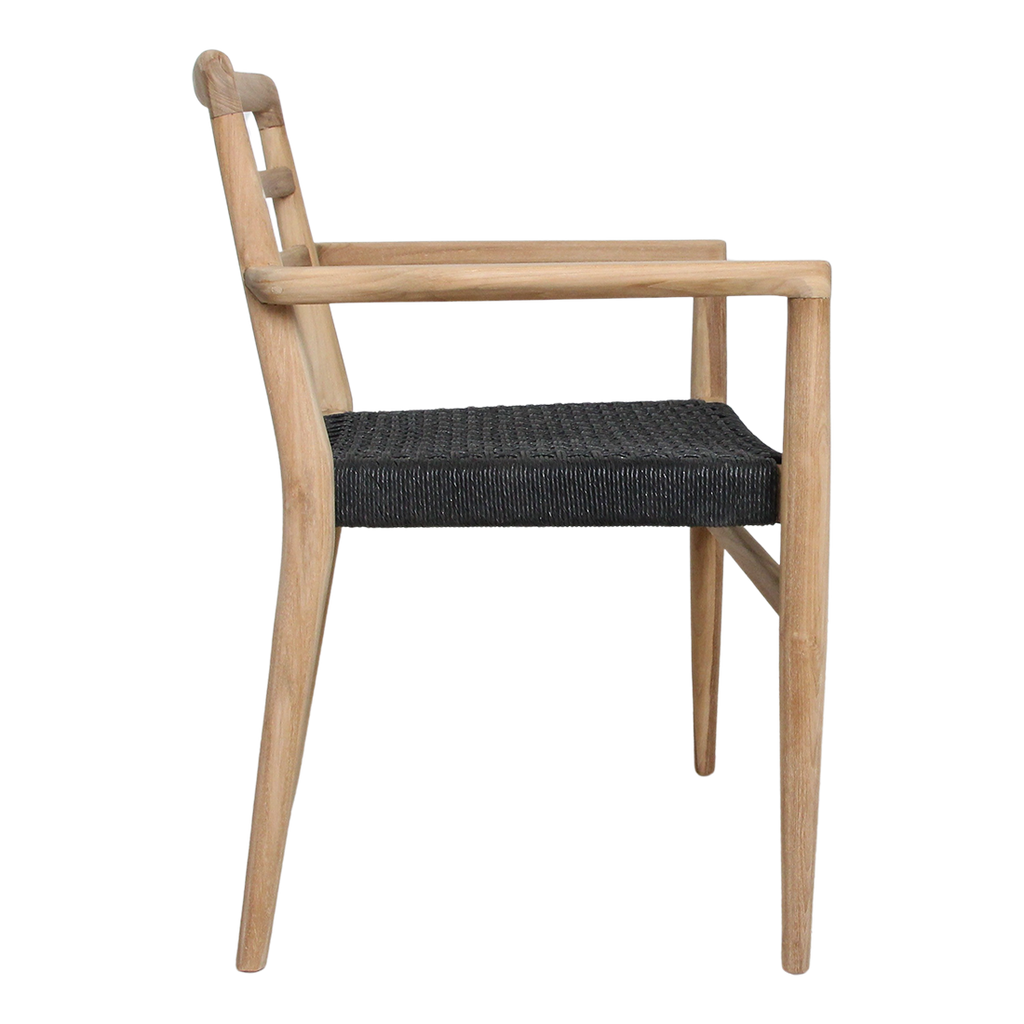 Verano teak tuinstoel met armleuning - Zwart (set van 2)