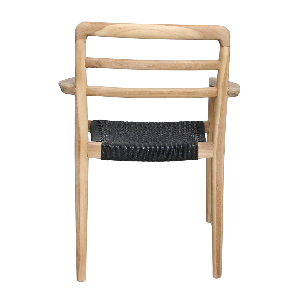Verano teak tuinstoel met armleuning - Zwart (set van 2)