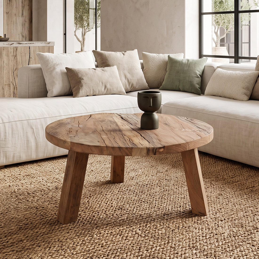 Farmwood ronde salontafel - FSC-gerecycled hout - Ø70x38 cm