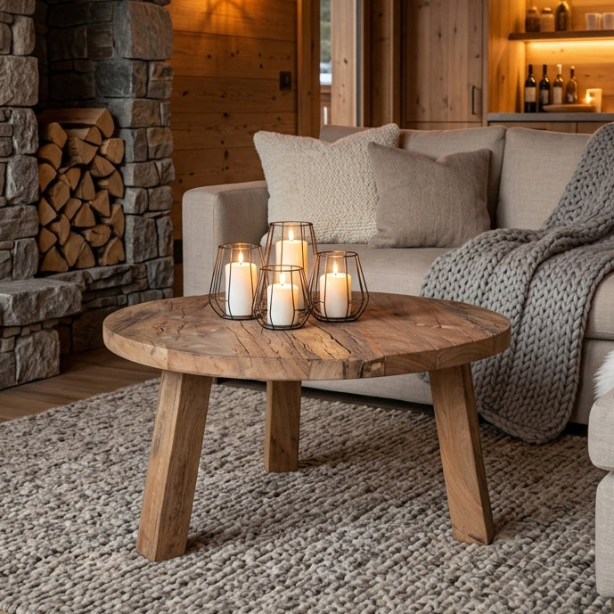 Farmwood ronde salontafel - FSC-gerecycled hout - Ø70x38 cm