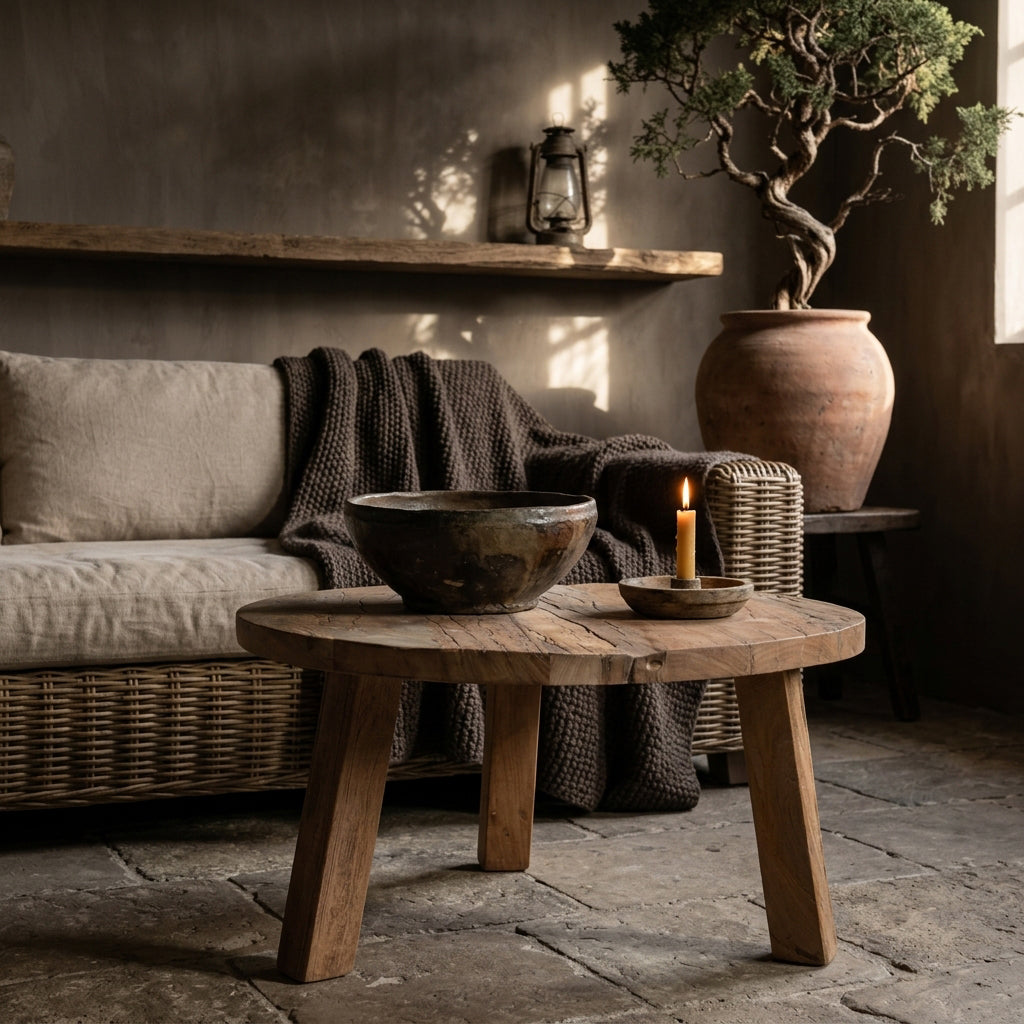 Farmwood ronde salontafel - FSC-gerecycled hout - Ø70x38 cm