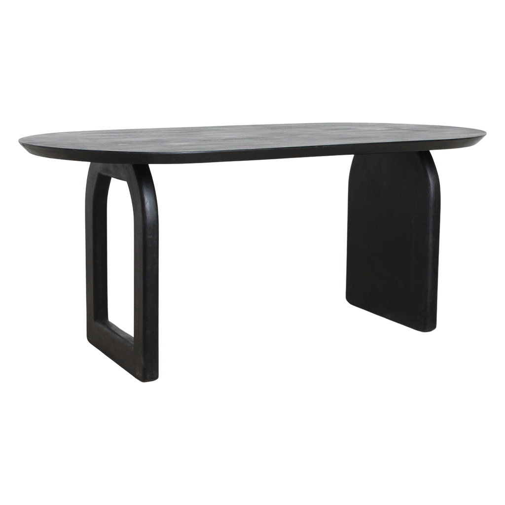 Bullnose eettafel zwart 180 cm - mix onderstel