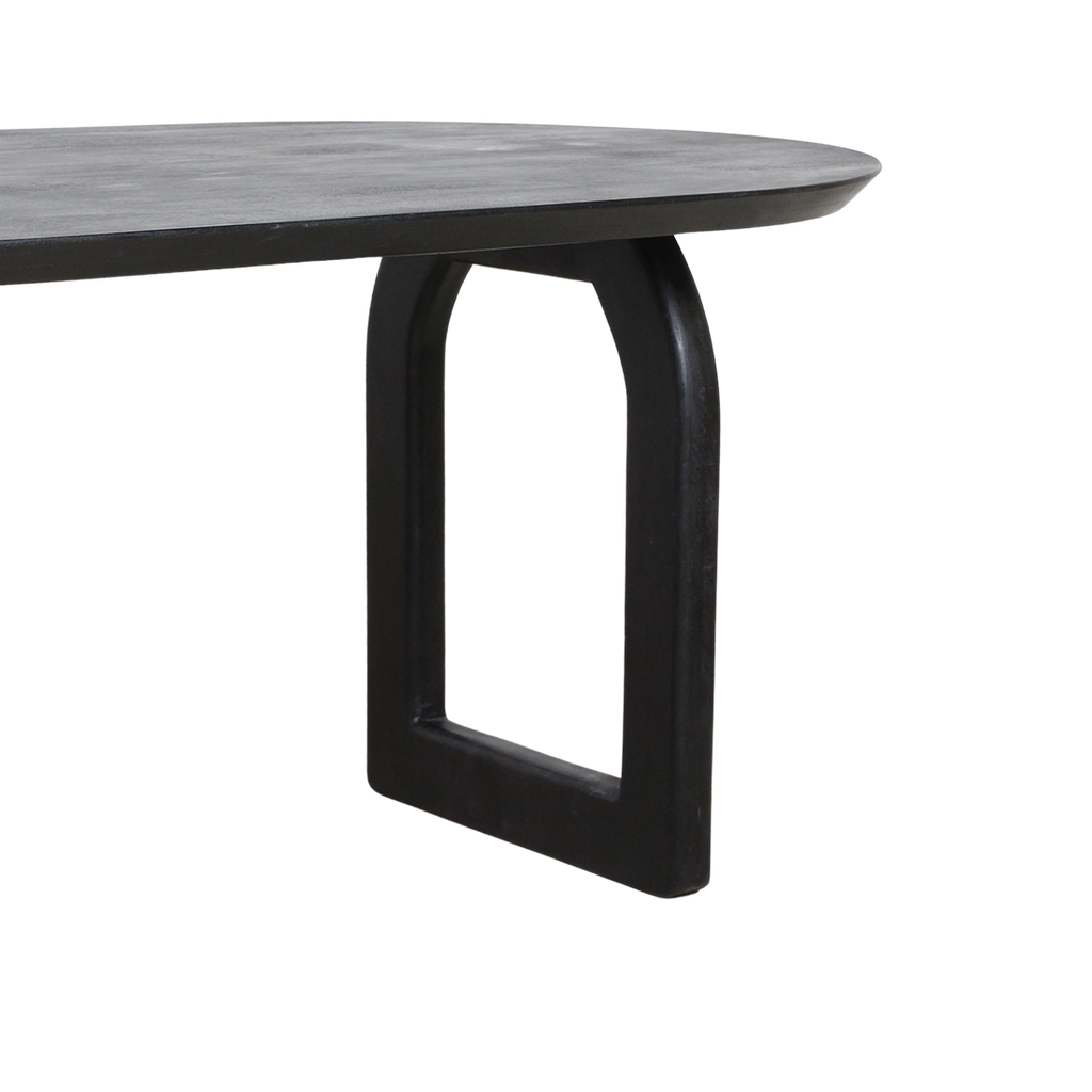 Bullnose eettafel zwart 180 cm - mix onderstel