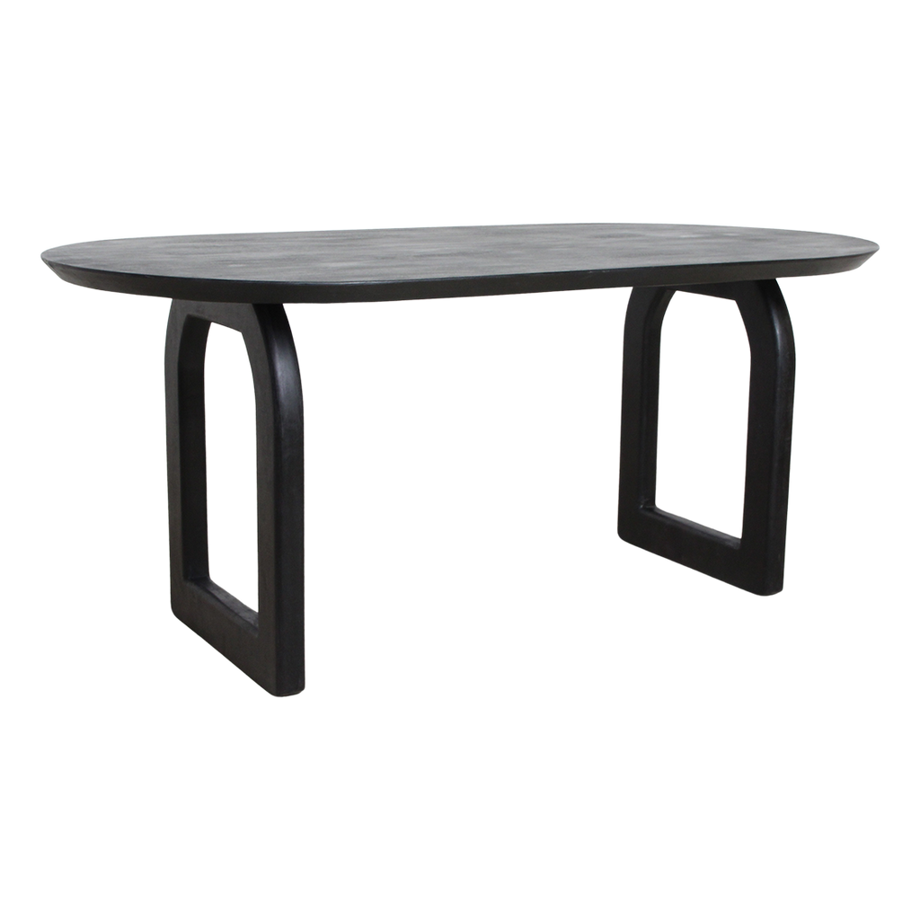 Bullnose eettafel zwart 180 cm - open onderstel