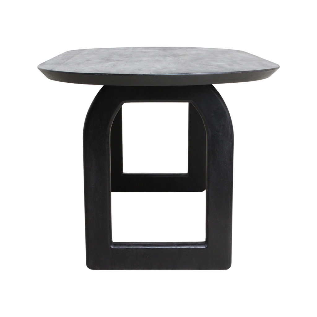 Bullnose eettafel zwart 180 cm - open onderstel