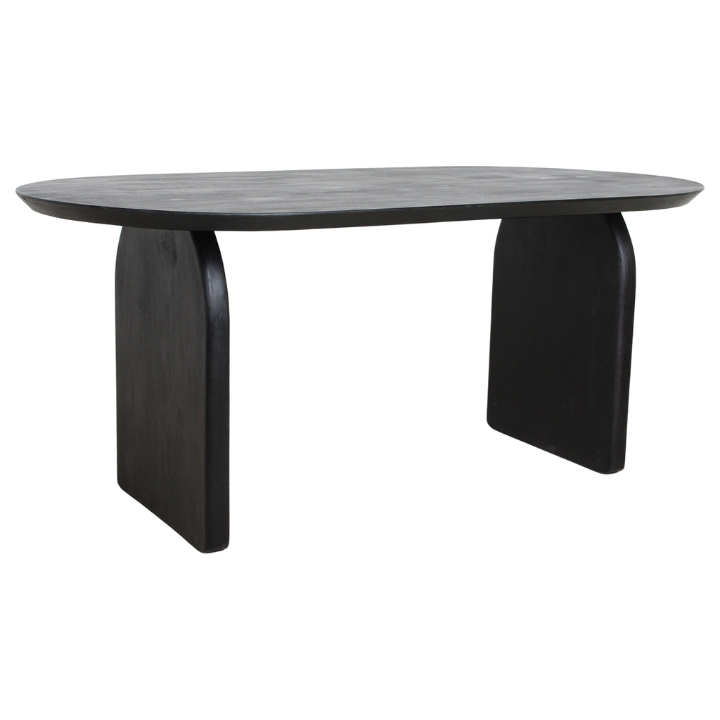 Bullnose eettafel zwart 180 cm - gesloten onderstel