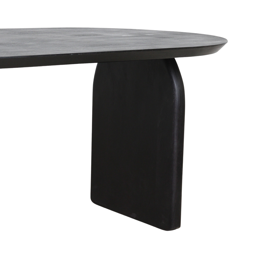 Bullnose eettafel zwart 180 cm - gesloten onderstel