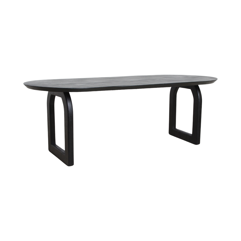 Bullnose eettafel zwart 200 cm - open onderstel