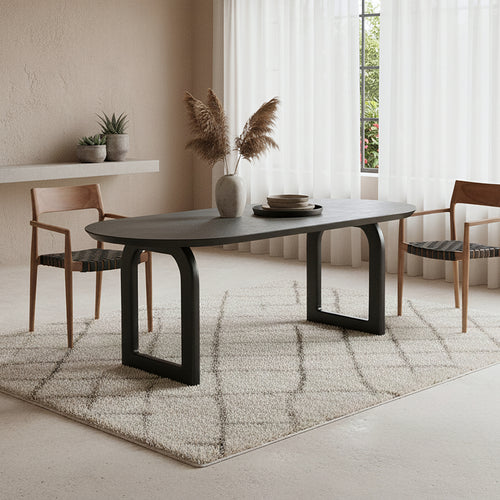 Bullnose eettafel zwart 200 cm - open onderstel