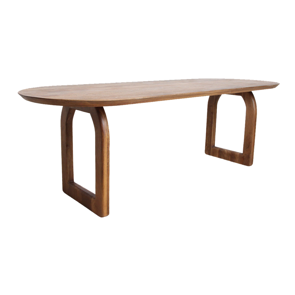 Bullnose eettafel bruin 180 cm - open onderstel