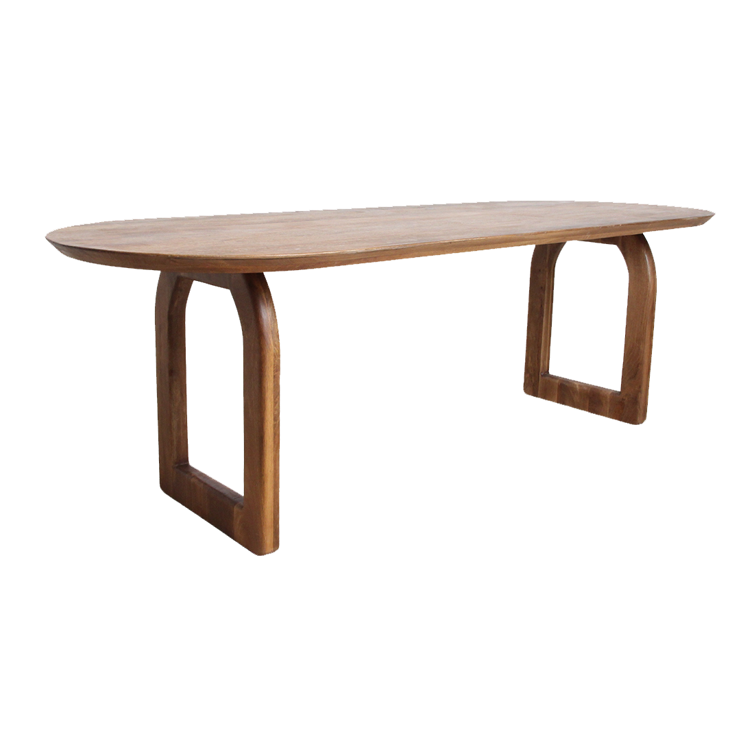 Bullnose eettafel bruin 180 cm - open onderstel