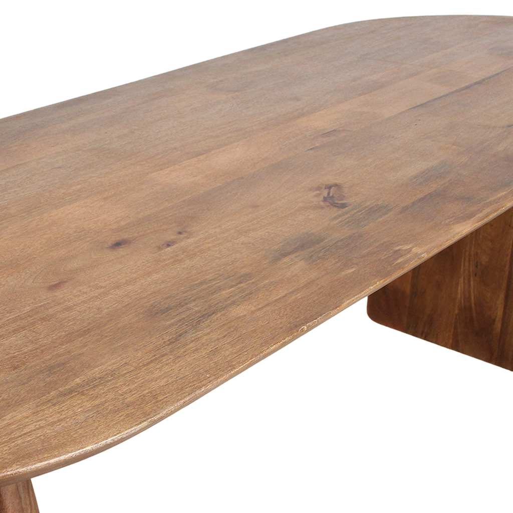 Bullnose eettafel bruin 180 cm - open onderstel
