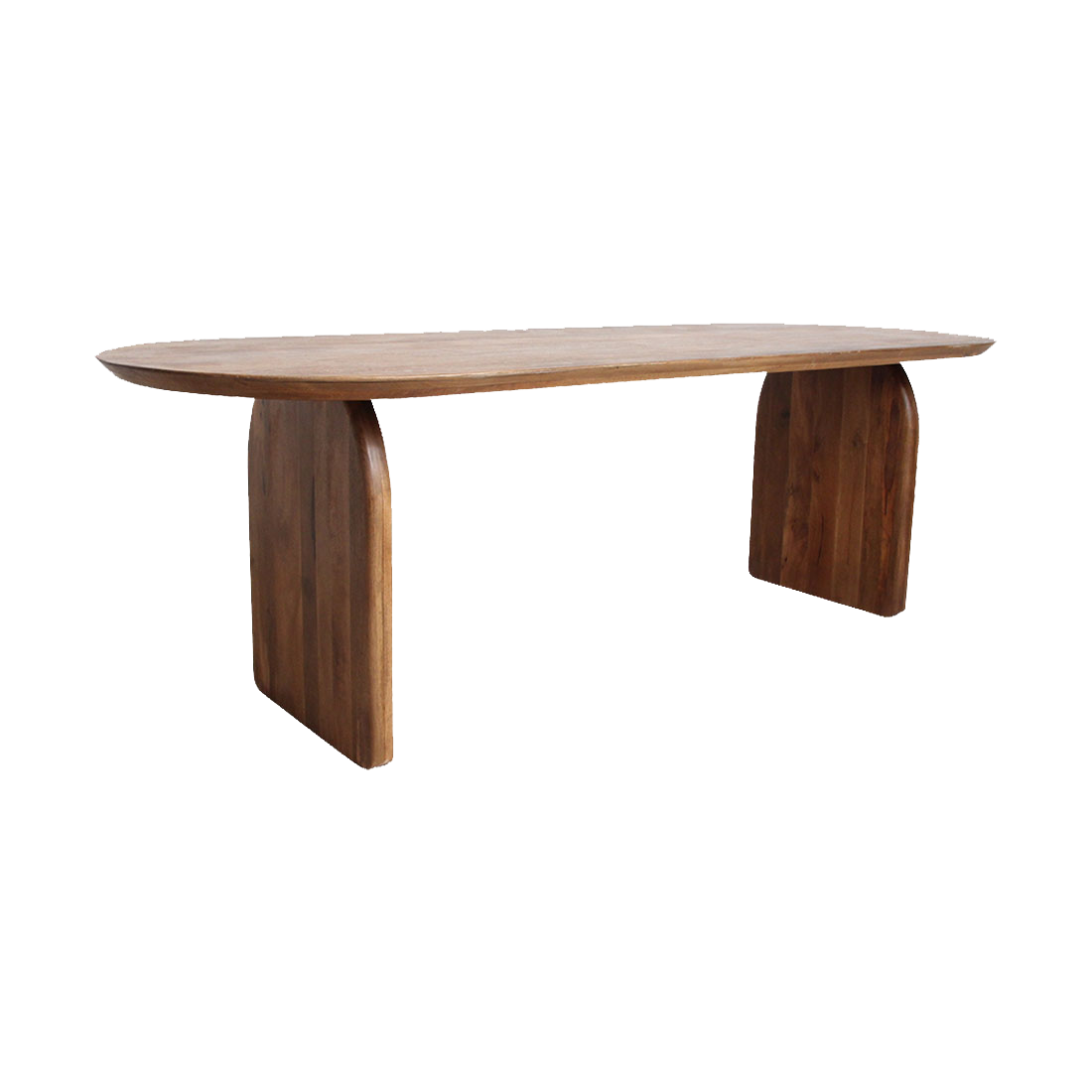 Bullnose eettafel bruin 180 cm - gesloten onderstel