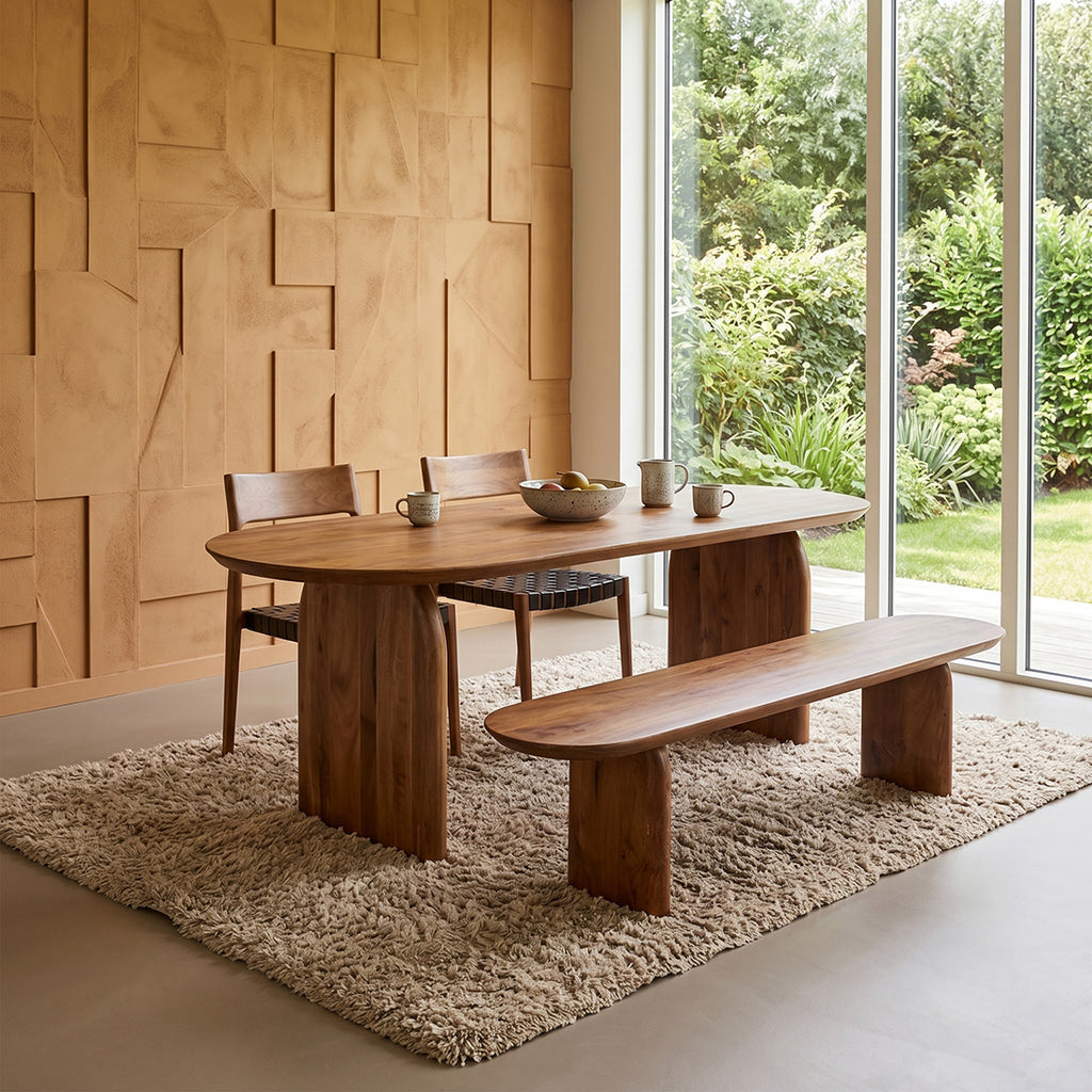 Bullnose eettafel bruin 180 cm - gesloten onderstel