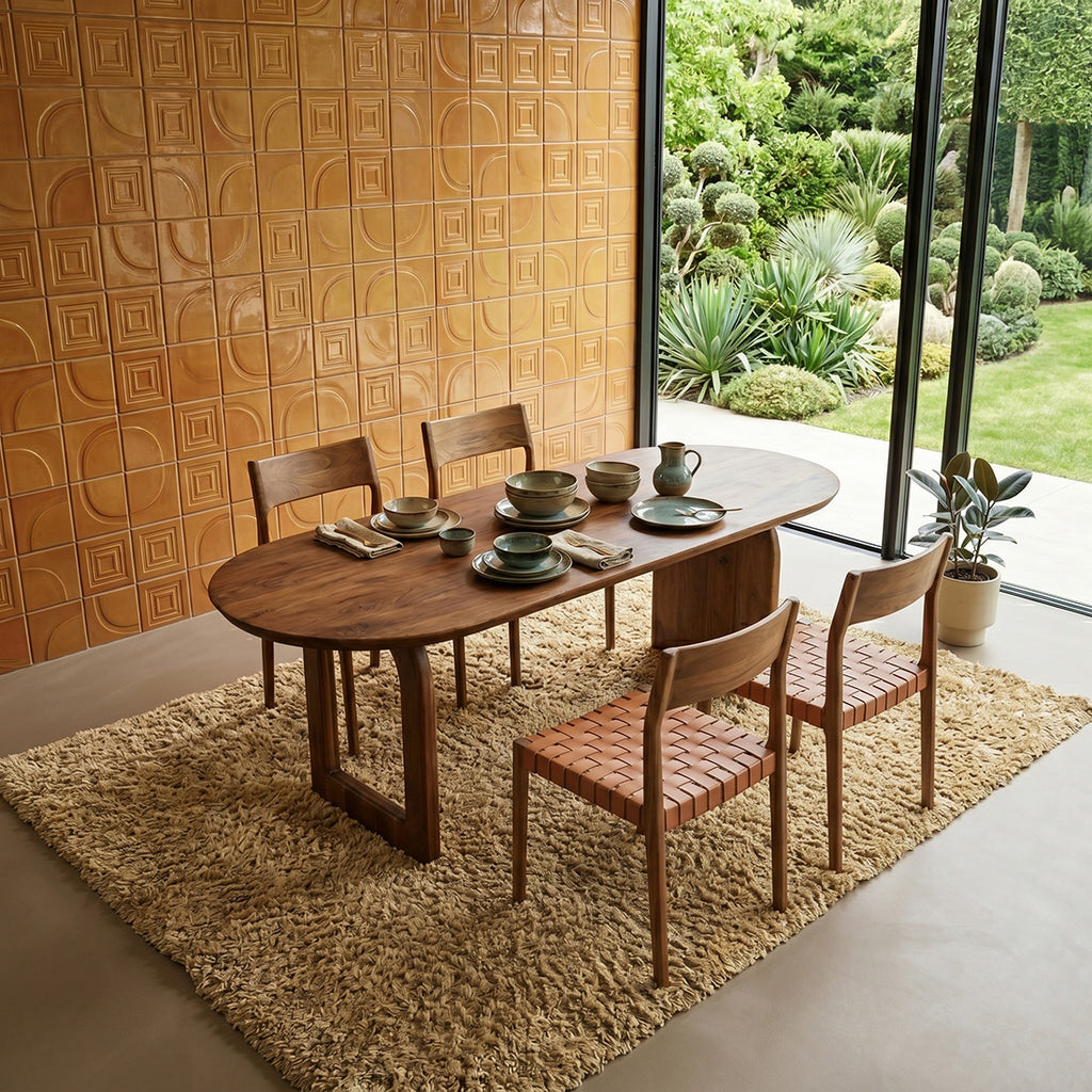 Bullnose eettafel bruin 200 cm - mix onderstel