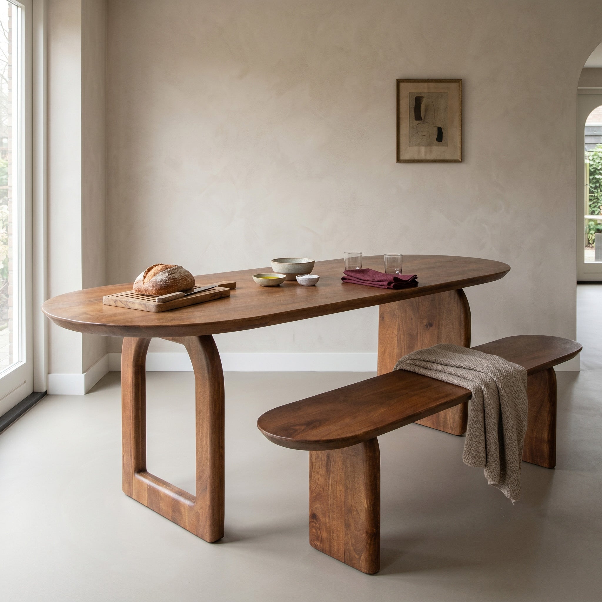 Bullnose eettafel bruin 200 cm - mix onderstel