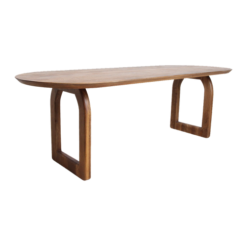 Bullnose eettafel bruin 200 cm - open onderstel