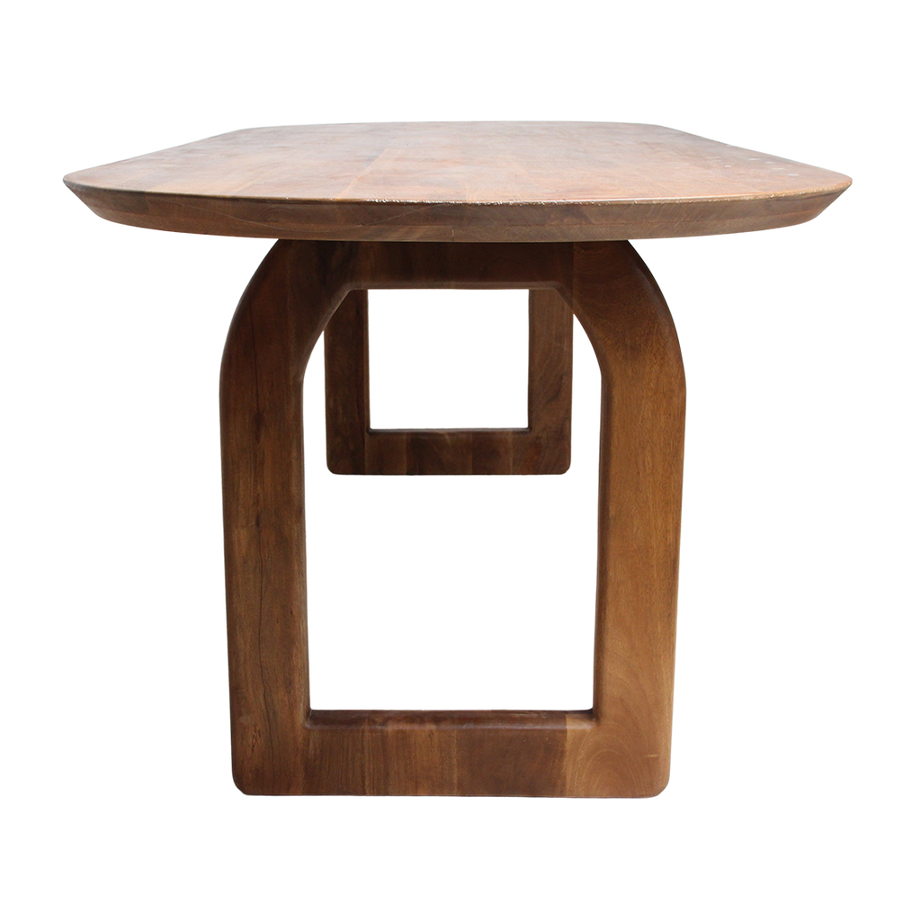 Bullnose eettafel bruin 200 cm - open onderstel