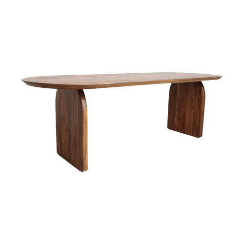 Bullnose eettafel bruin 200 cm - gesloten onderstel