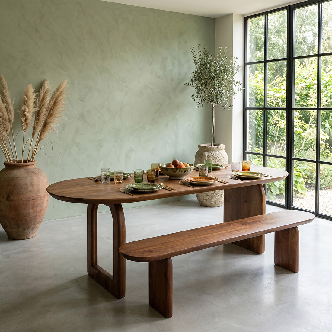 Bullnose eettafel bruin 240 cm - mix onderstel
