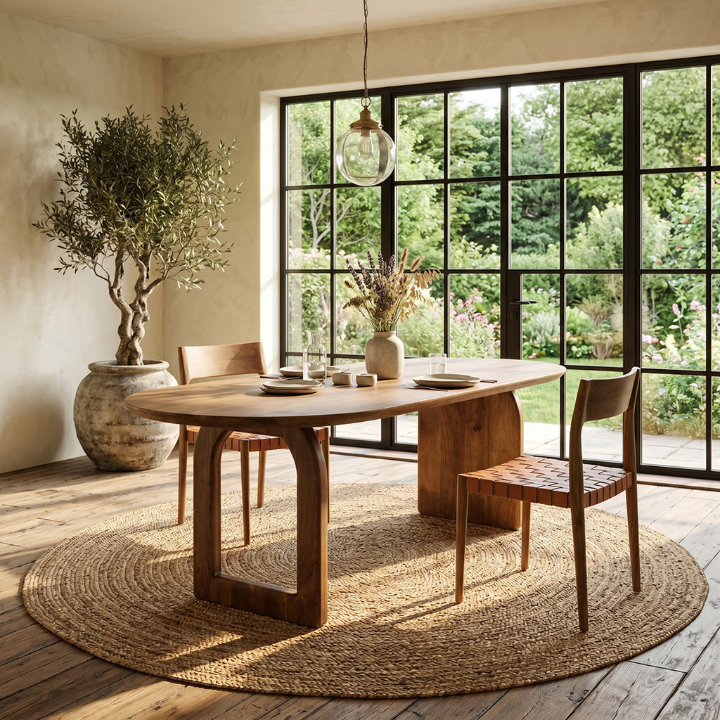 Bullnose eettafel bruin 240 cm - mix onderstel