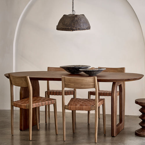 Bullnose eettafel bruin 240 cm - mix onderstel