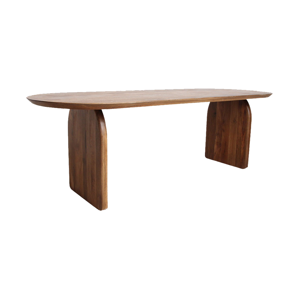 Bullnose eettafel bruin 240 cm - gesloten onderstel