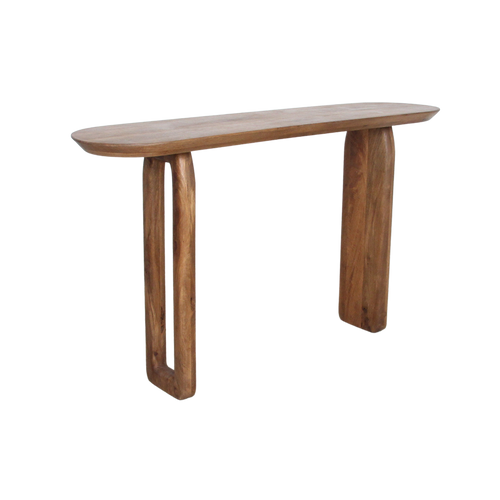 Bullnose mango wood console table brown - 140x35x80 cm