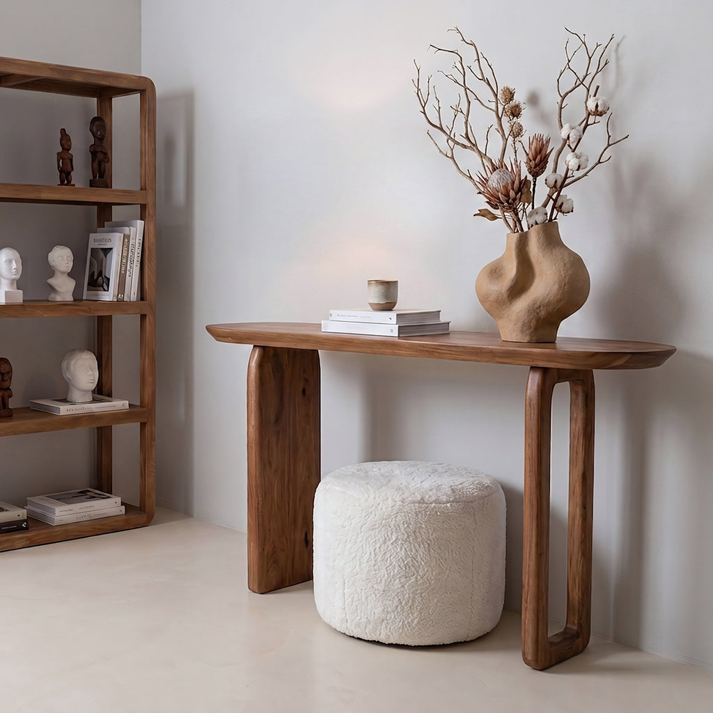 Bullnose mangohouten wandtafel bruin - 140x35x80 cm