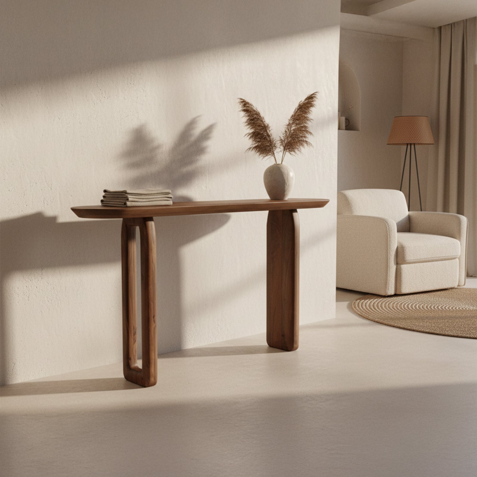 Bullnose mangohouten wandtafel bruin - 140x35x80 cm