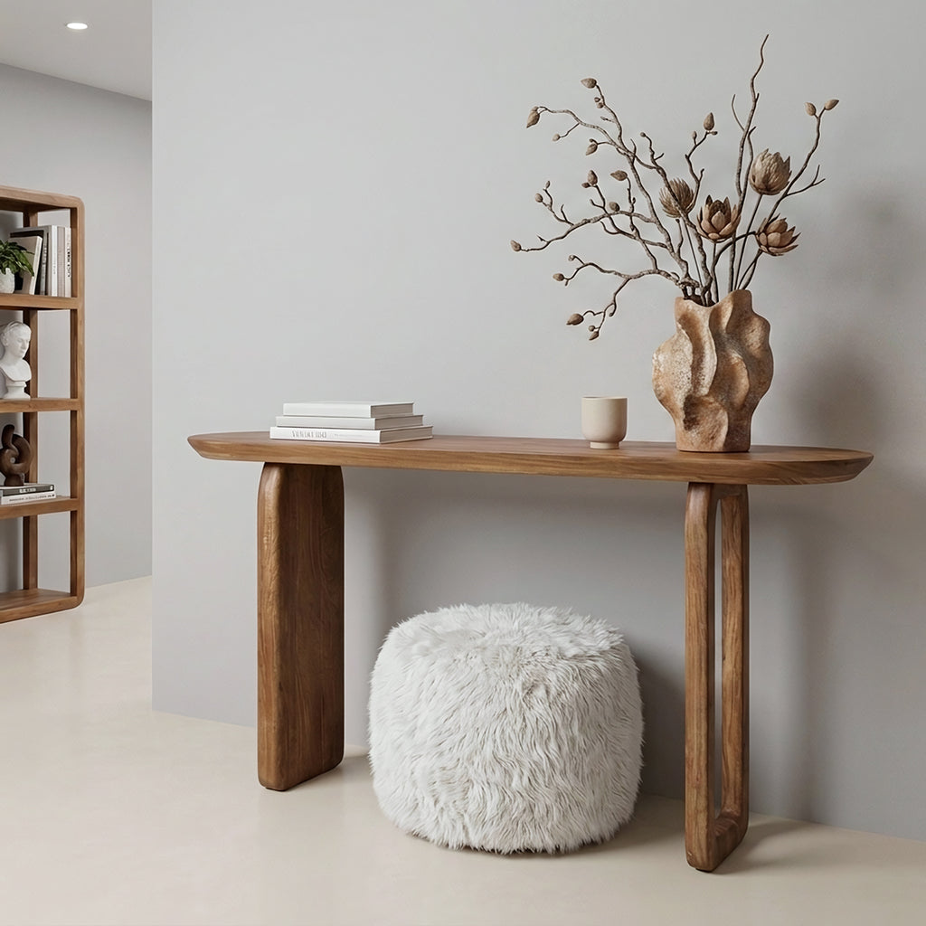 Bullnose mangohouten wandtafel bruin - 140x35x80 cm