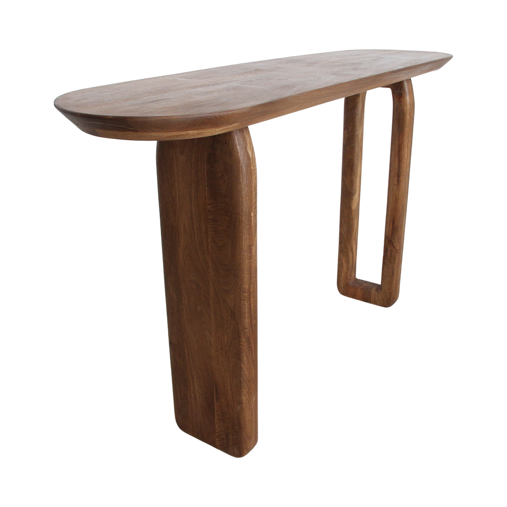 Bullnose mangohouten wandtafel bruin - 140x35x80 cm