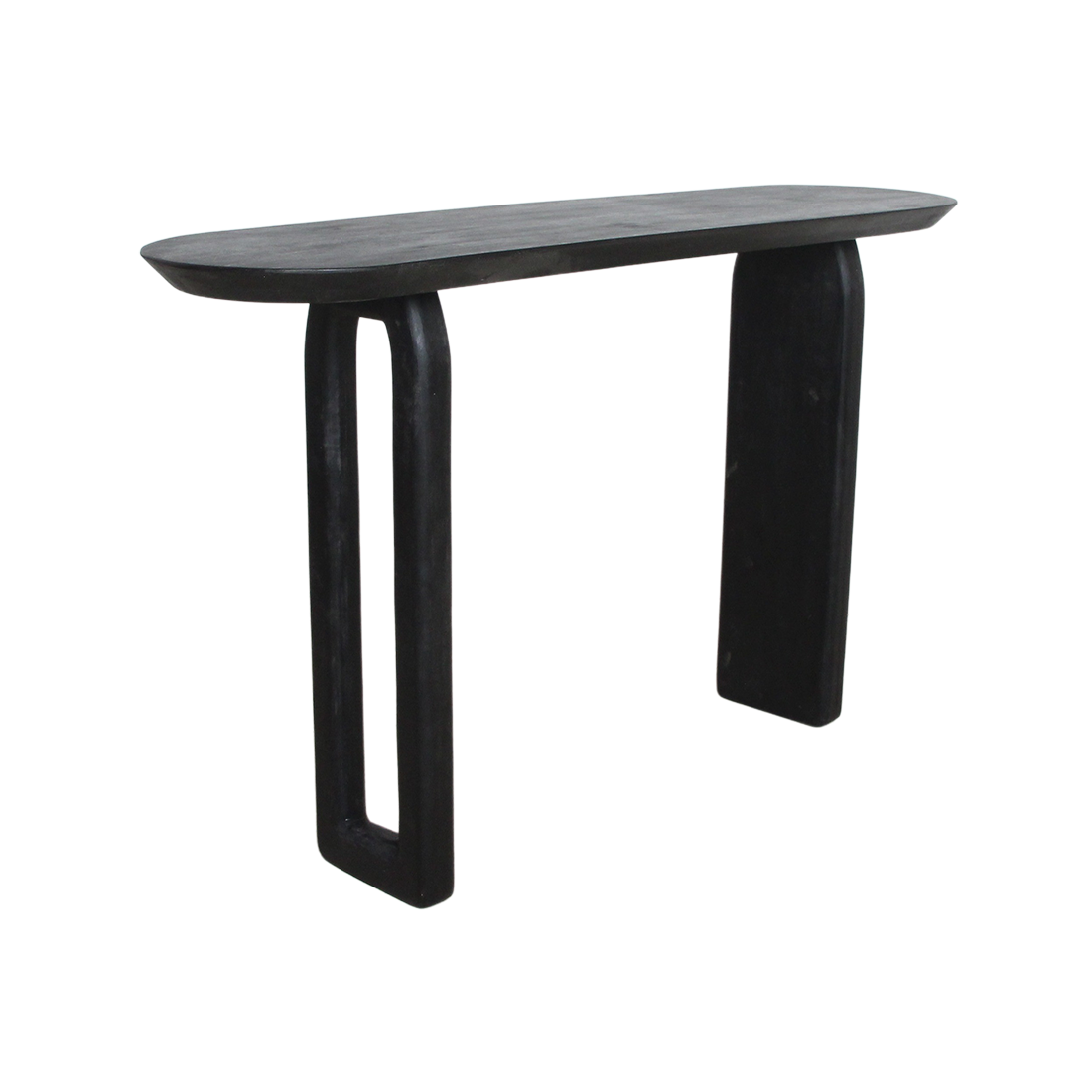 Bullnose mangohouten wandtafel zwart -140x35x80 cm