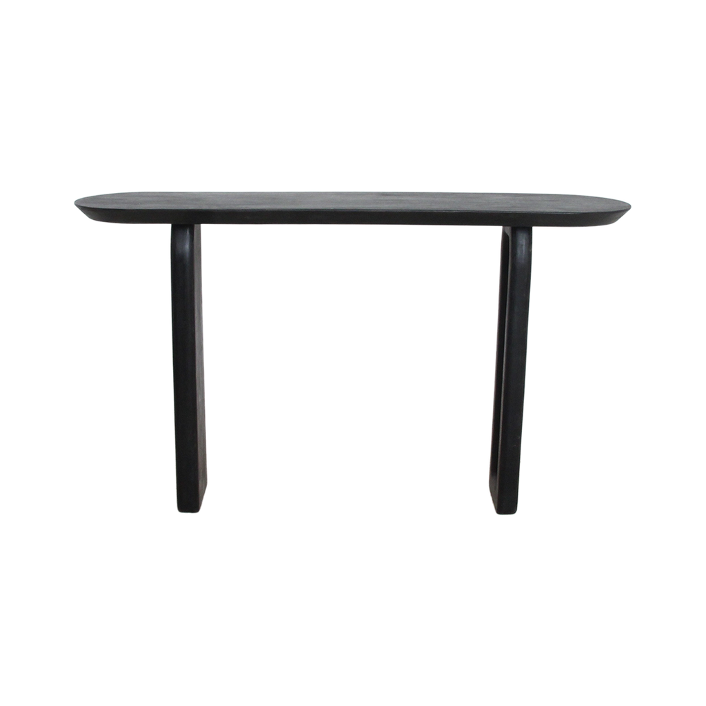 Bullnose mangohouten wandtafel zwart -140x35x80 cm