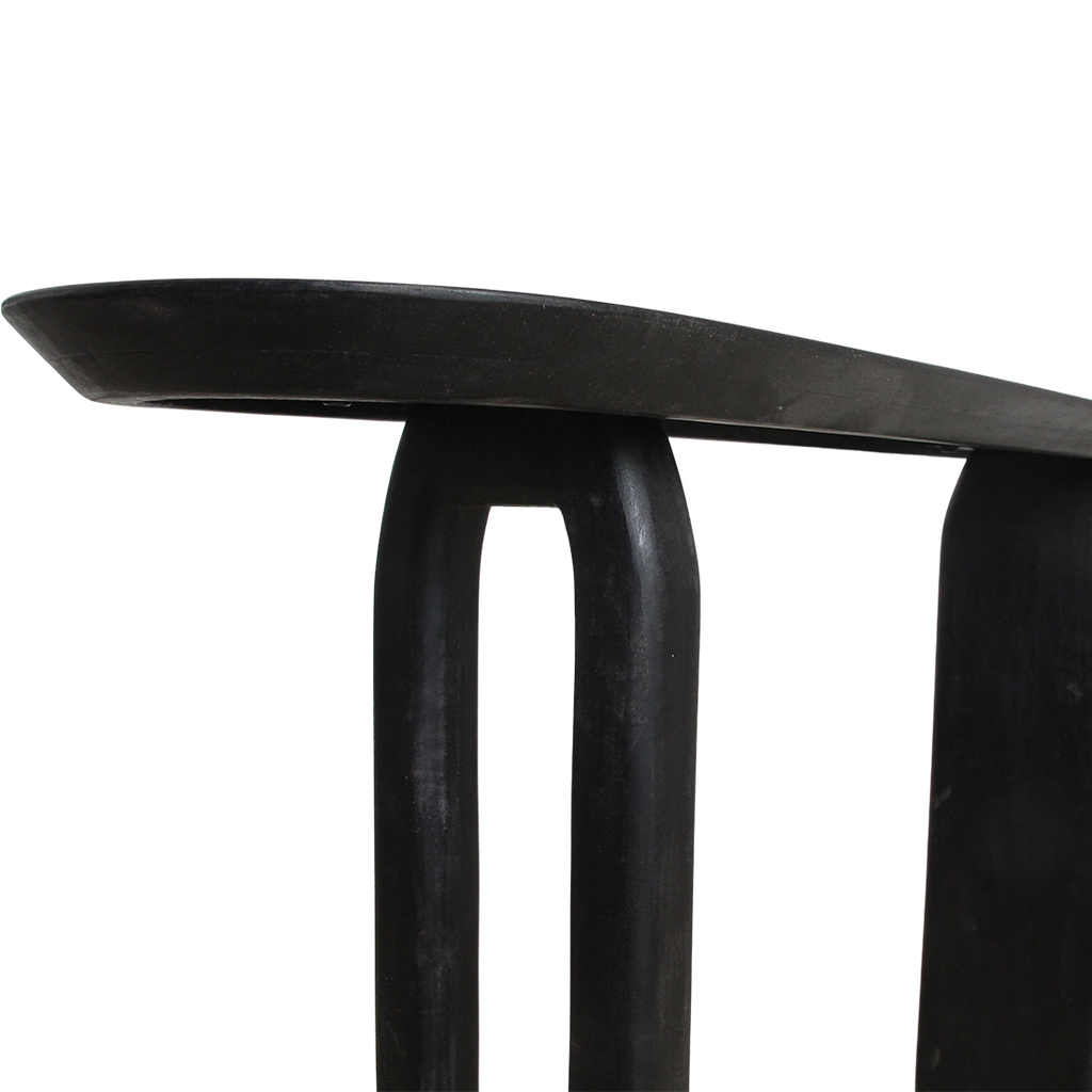 Bullnose mangohouten wandtafel zwart -140x35x80 cm