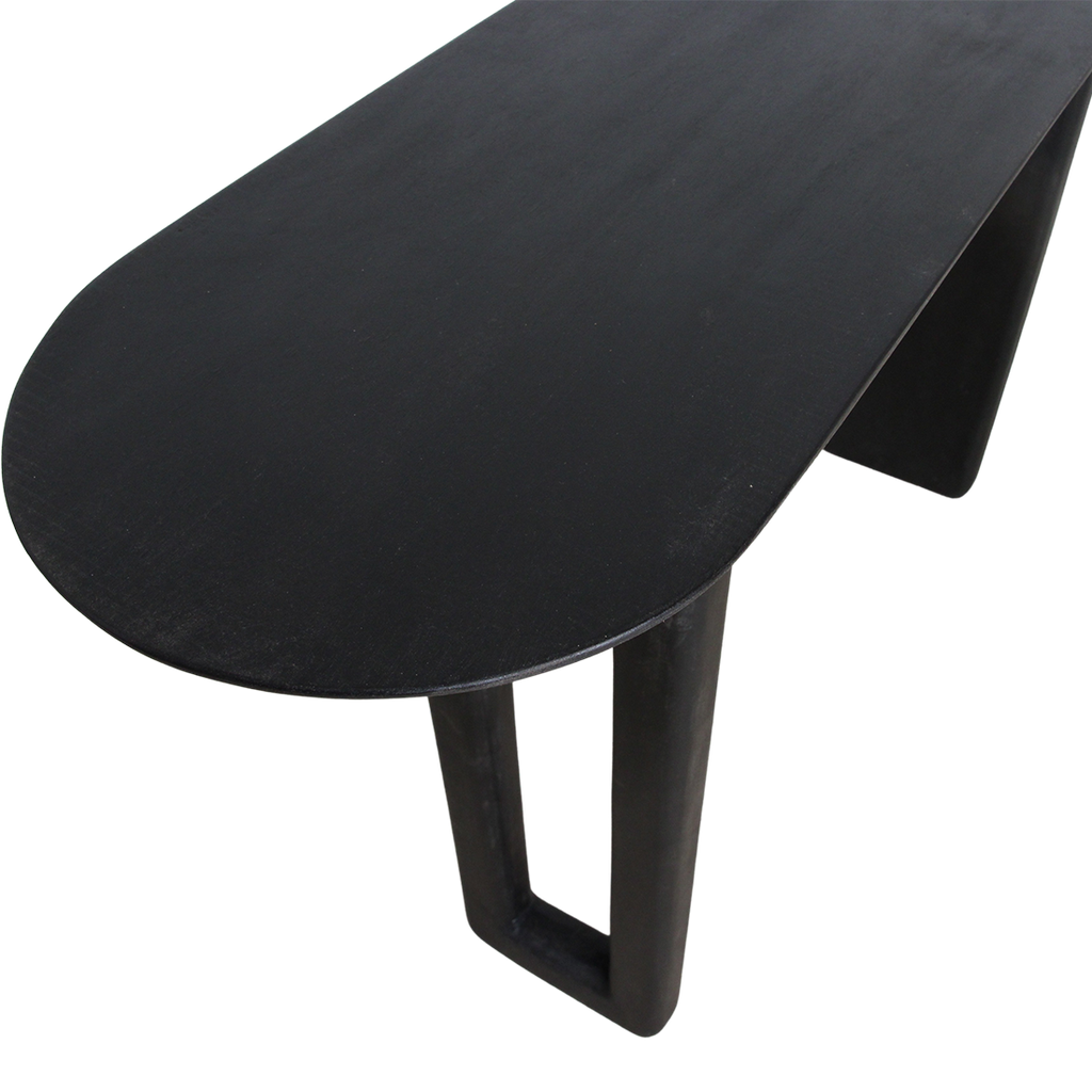 Bullnose mangohouten wandtafel zwart -140x35x80 cm