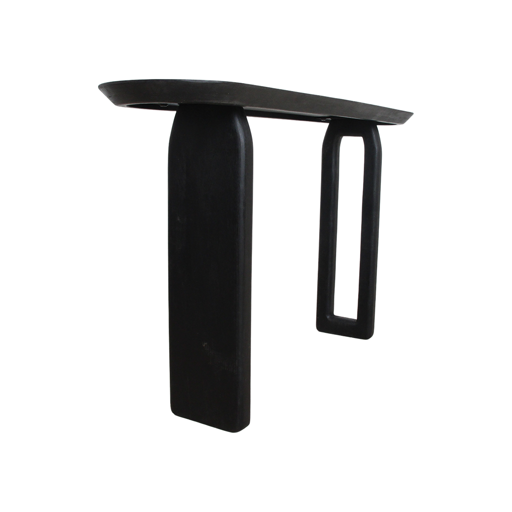 Bullnose mangohouten wandtafel zwart -140x35x80 cm