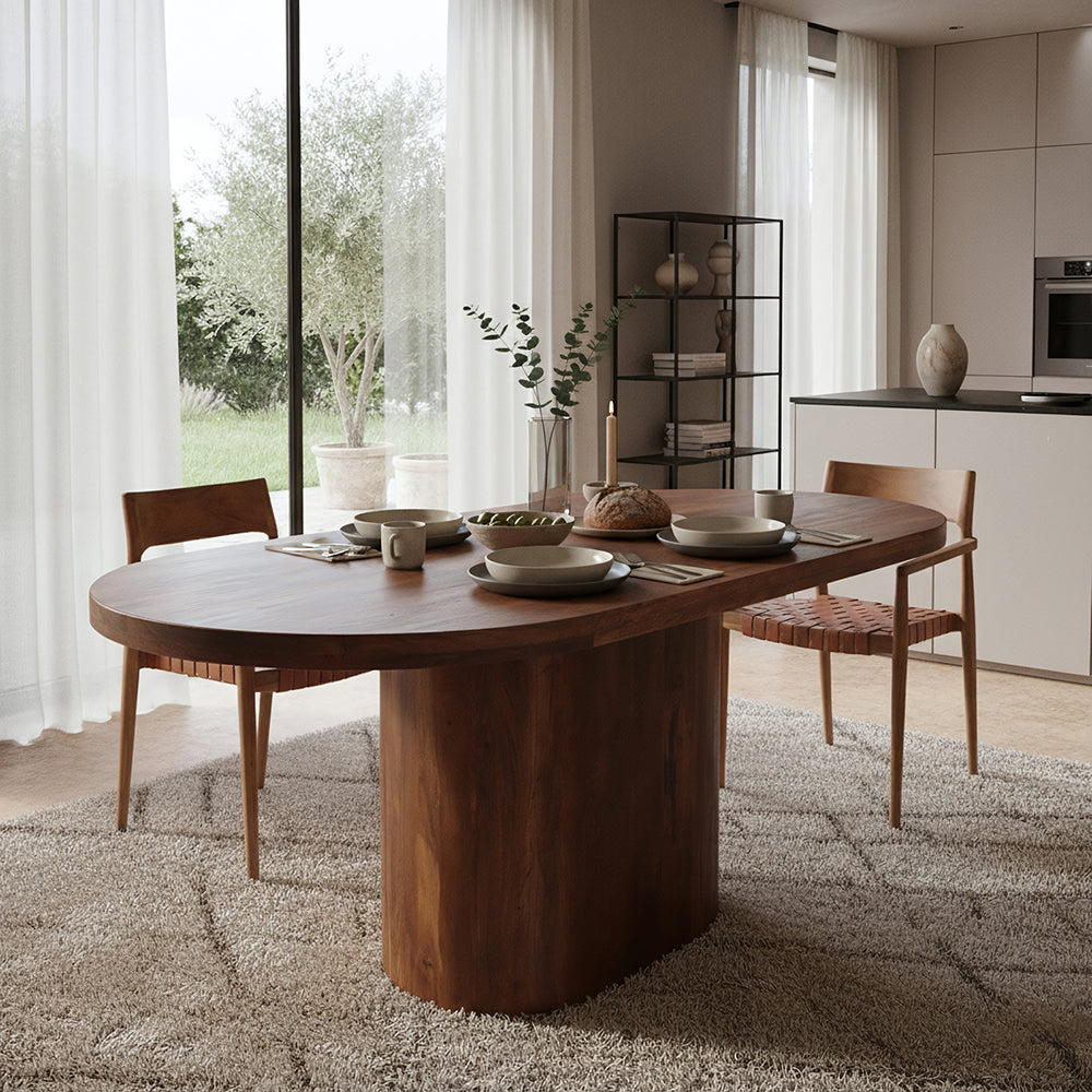 Bullnose Oblong mangohouten eettafel ovaal - 200 cm