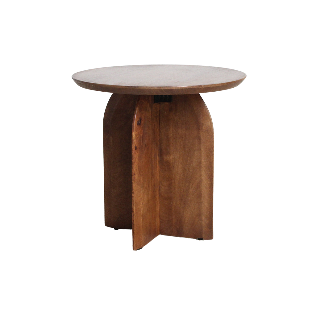 Bullnose Mango Wood Side Table Cross Ø 50 cm