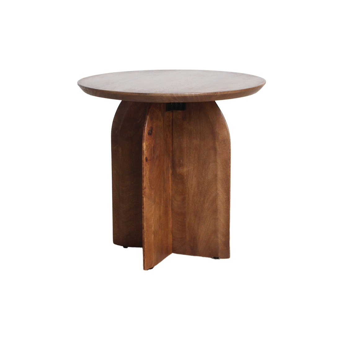 Bullnose mangohouten bijzettafel cross Ø 50 cm