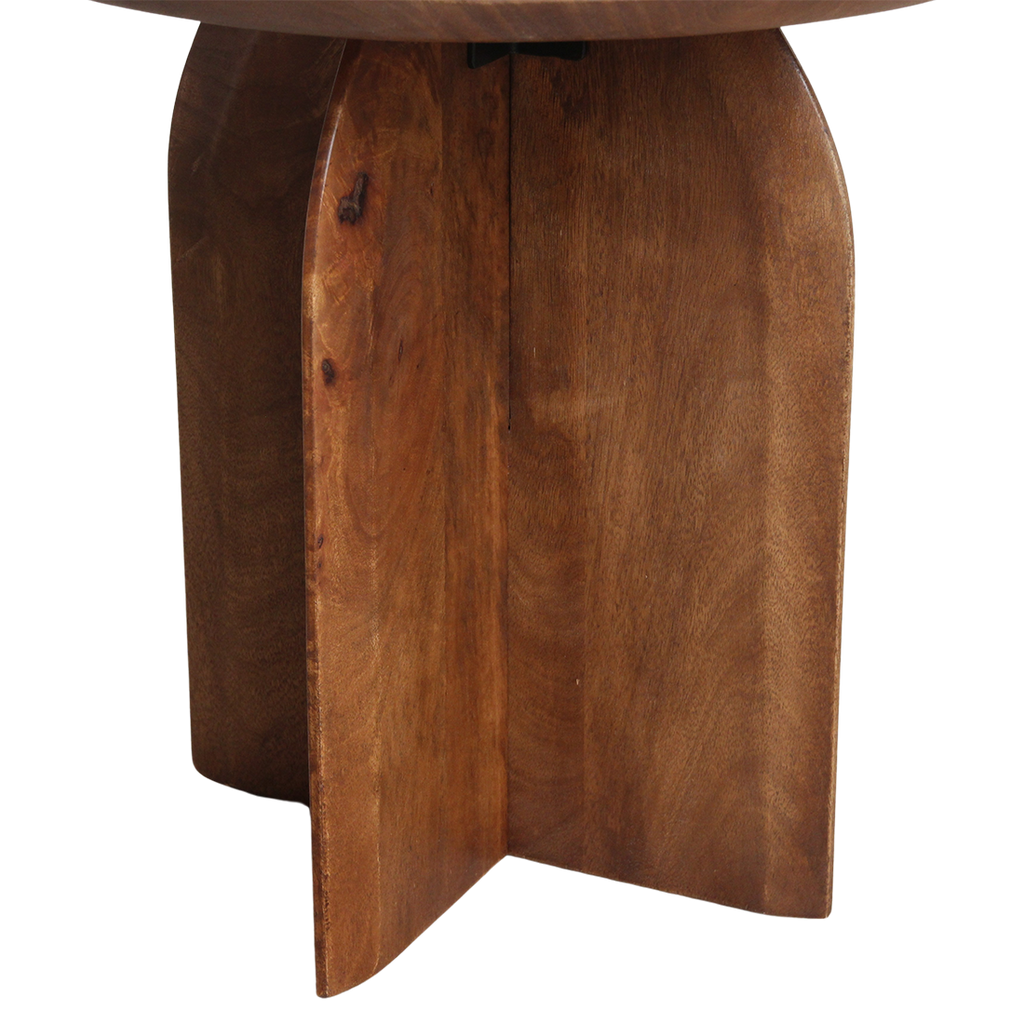 Bullnose Mango Wood Side Table Cross Ø 50 cm
