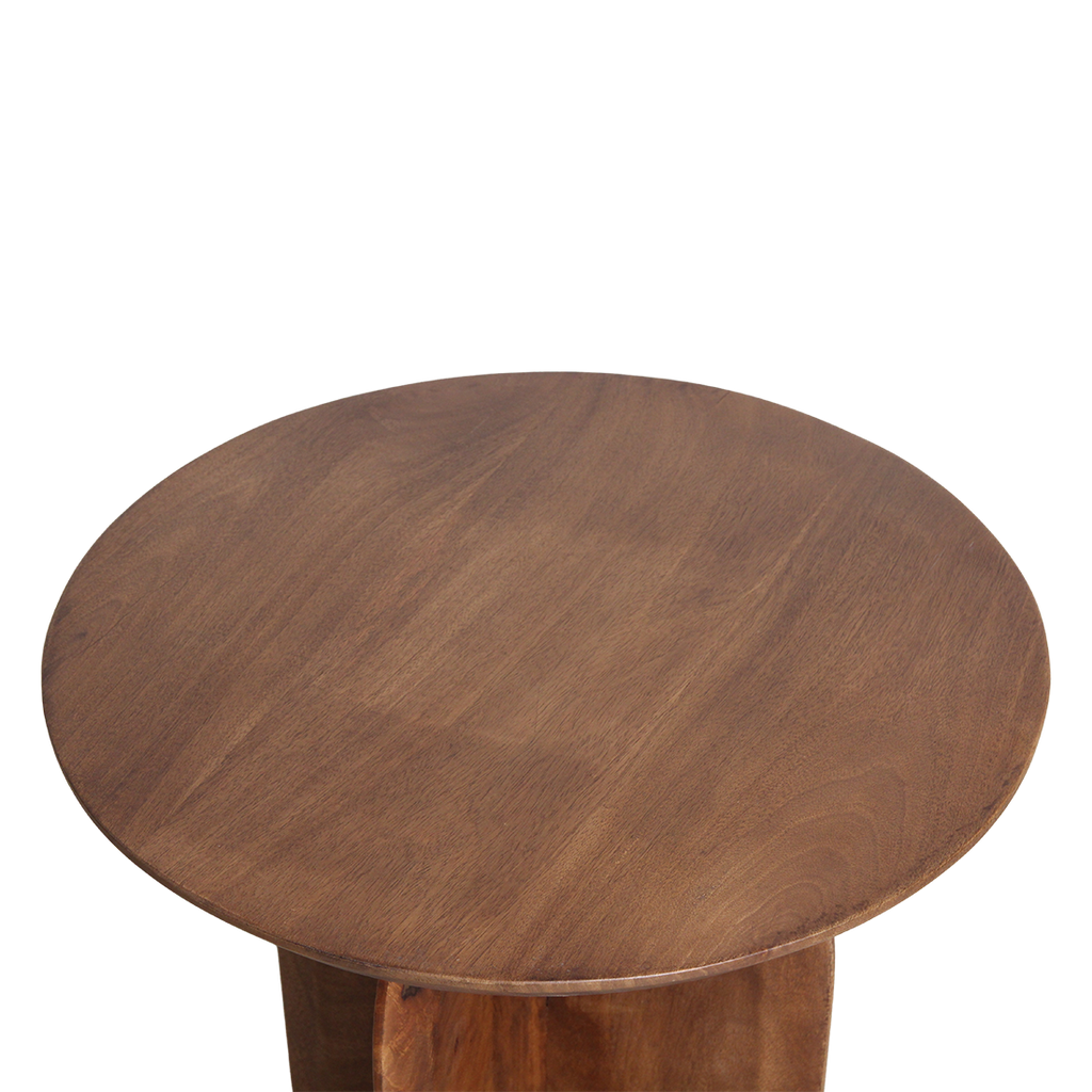 Bullnose Mango Wood Side Table Cross Ø 50 cm