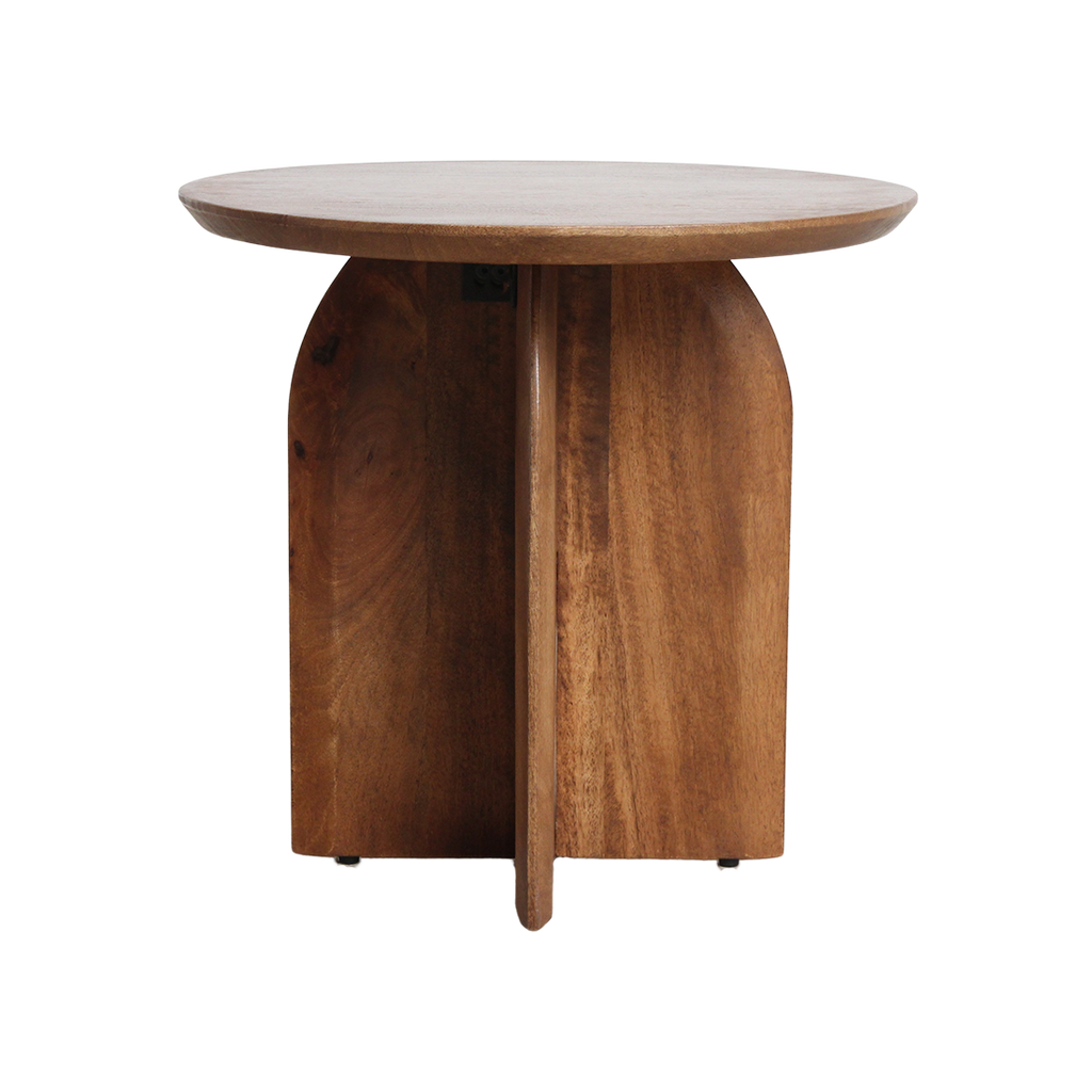 Bullnose Mango Wood Side Table Cross Ø 50 cm