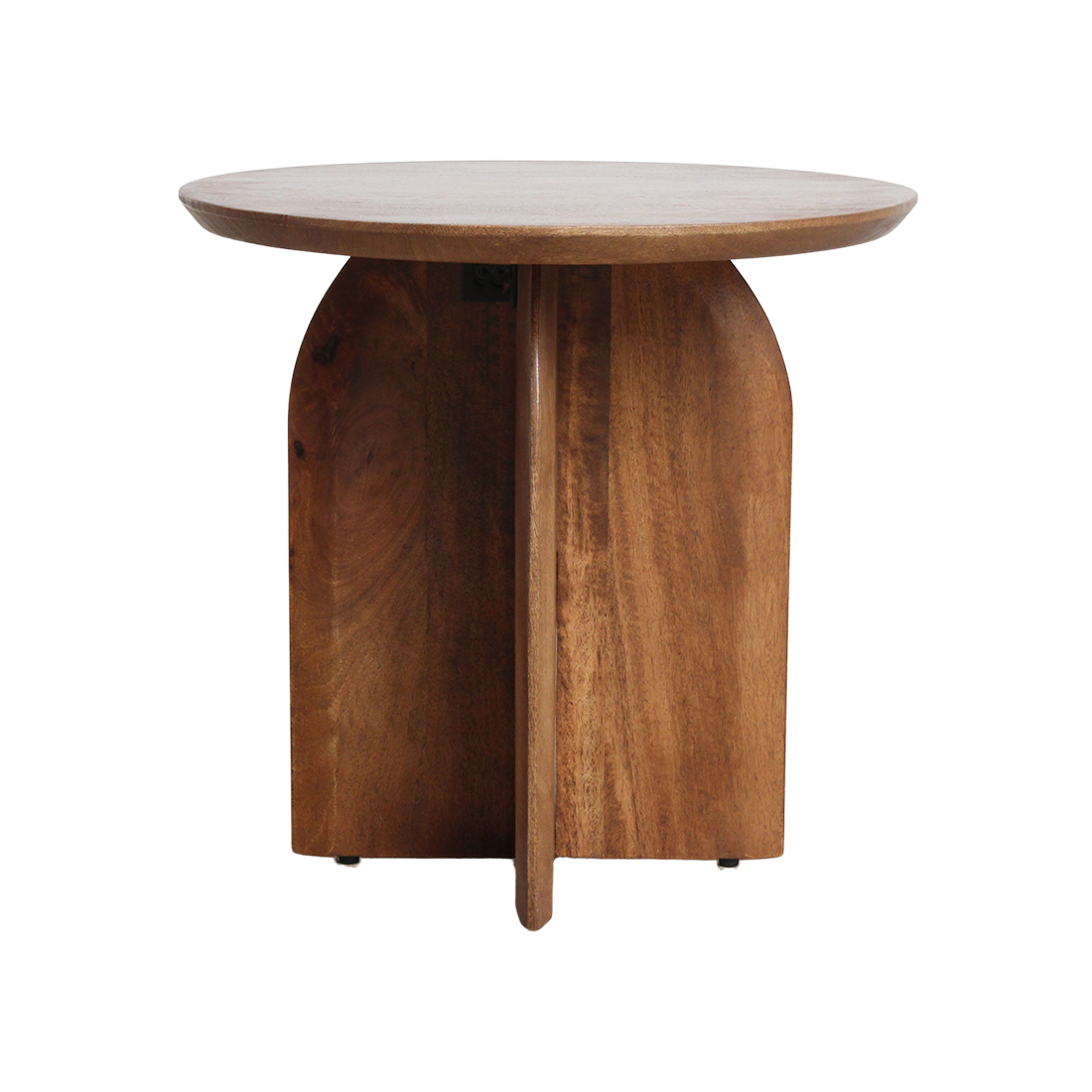 Bullnose Mango Wood Side Table Cross Ø 50 cm