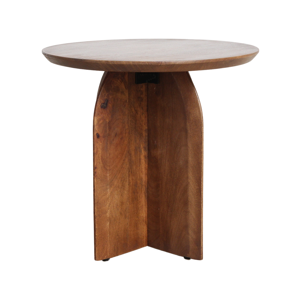 Bullnose Mango Wood Side Table Cross Ø 50 cm