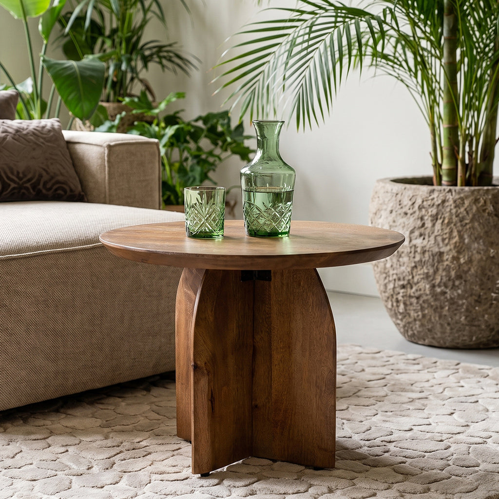 Bullnose mango wood side table cross Ø 55 cm