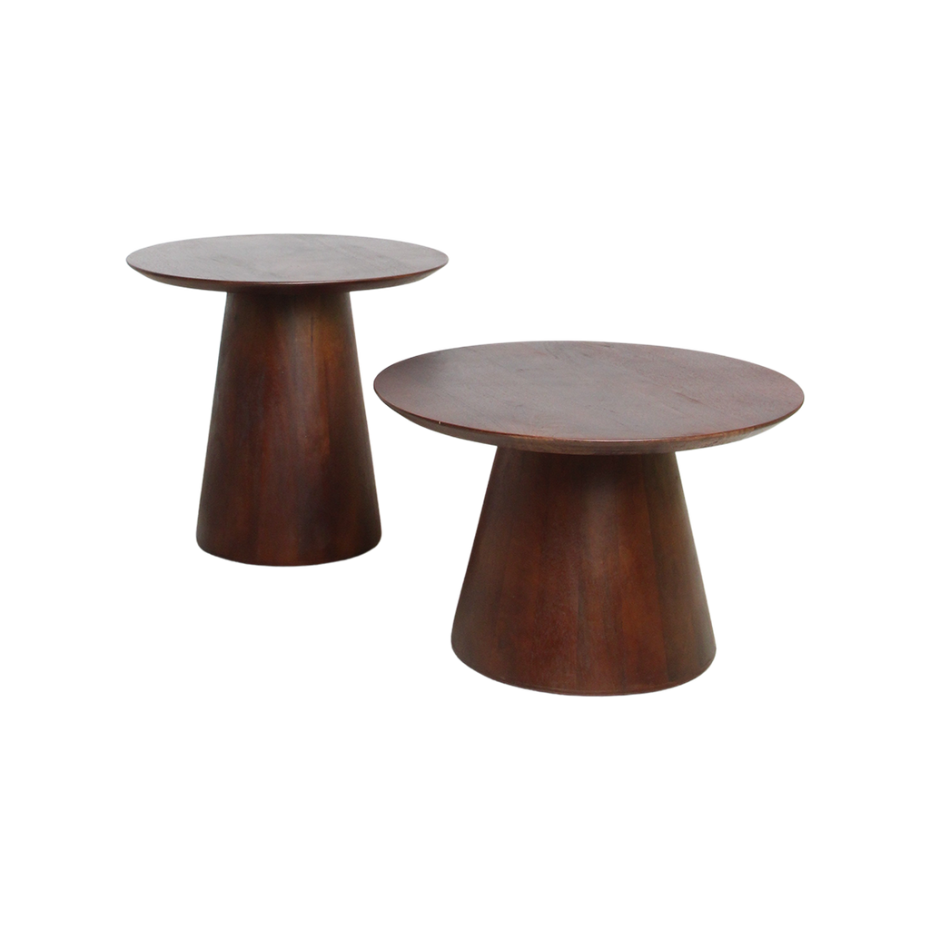 Bullnose mangohouten bijzettafel cone Ø 50 cm